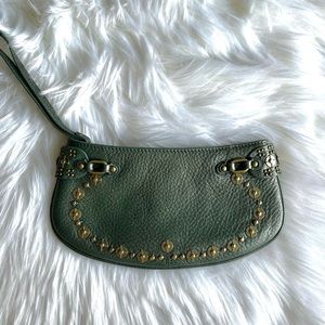 Cole Haan Metallic Teal Beaded Wristlet